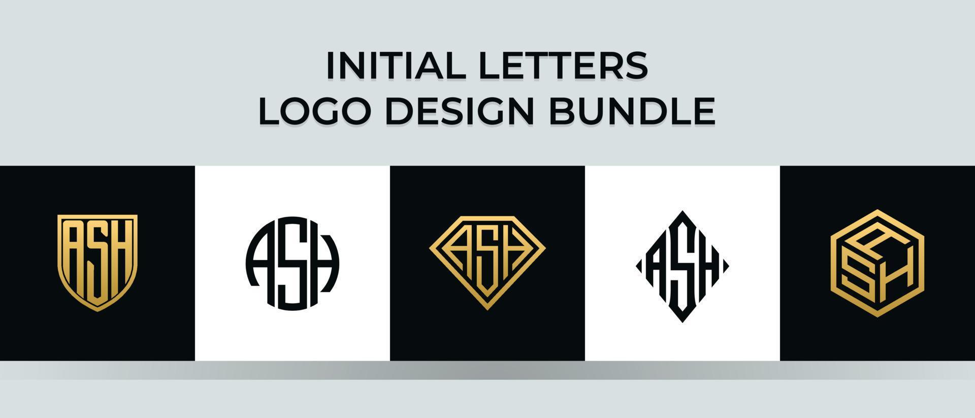paquet de conceptions de logo de cendre de lettres initiales vecteur