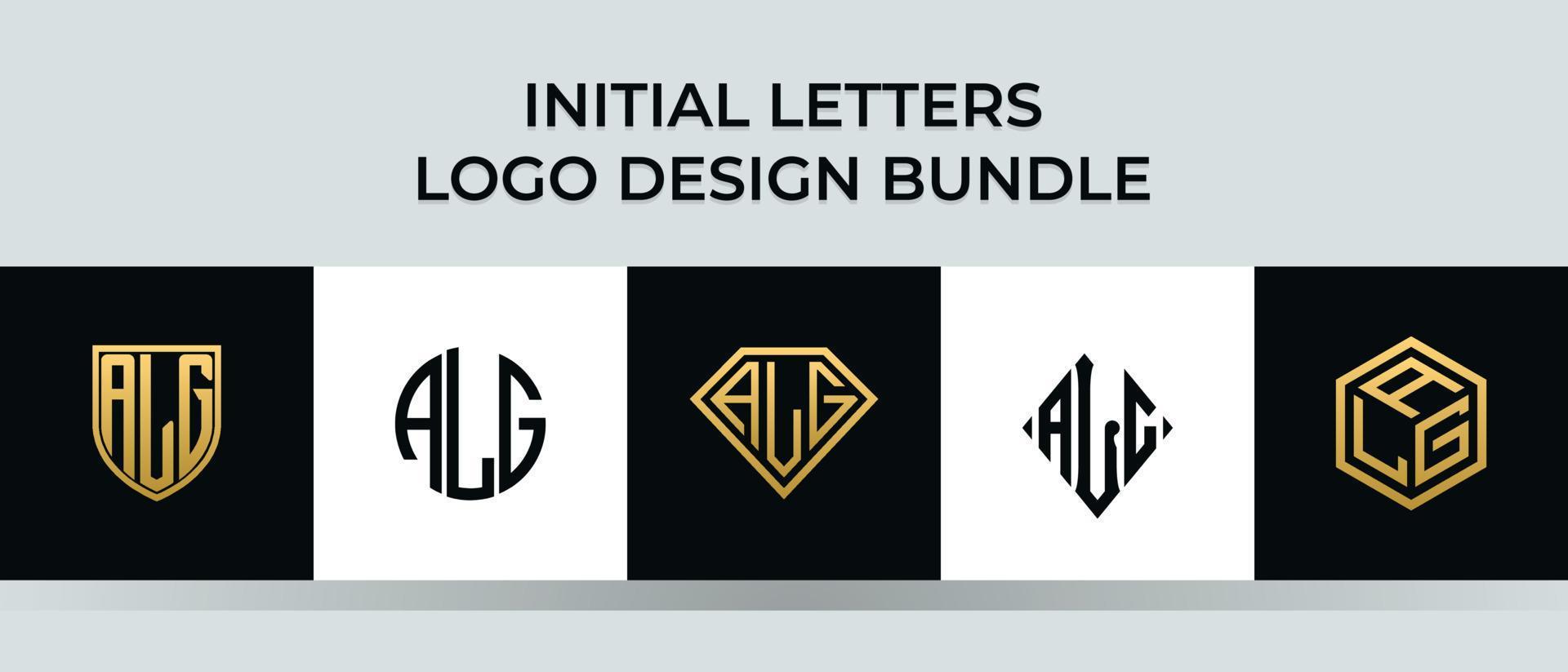 paquet de conceptions de logo de lettres initiales alg vecteur