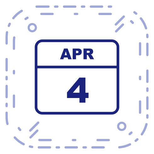 4 avril Date sur un calendrier d&#39;une journée vecteur