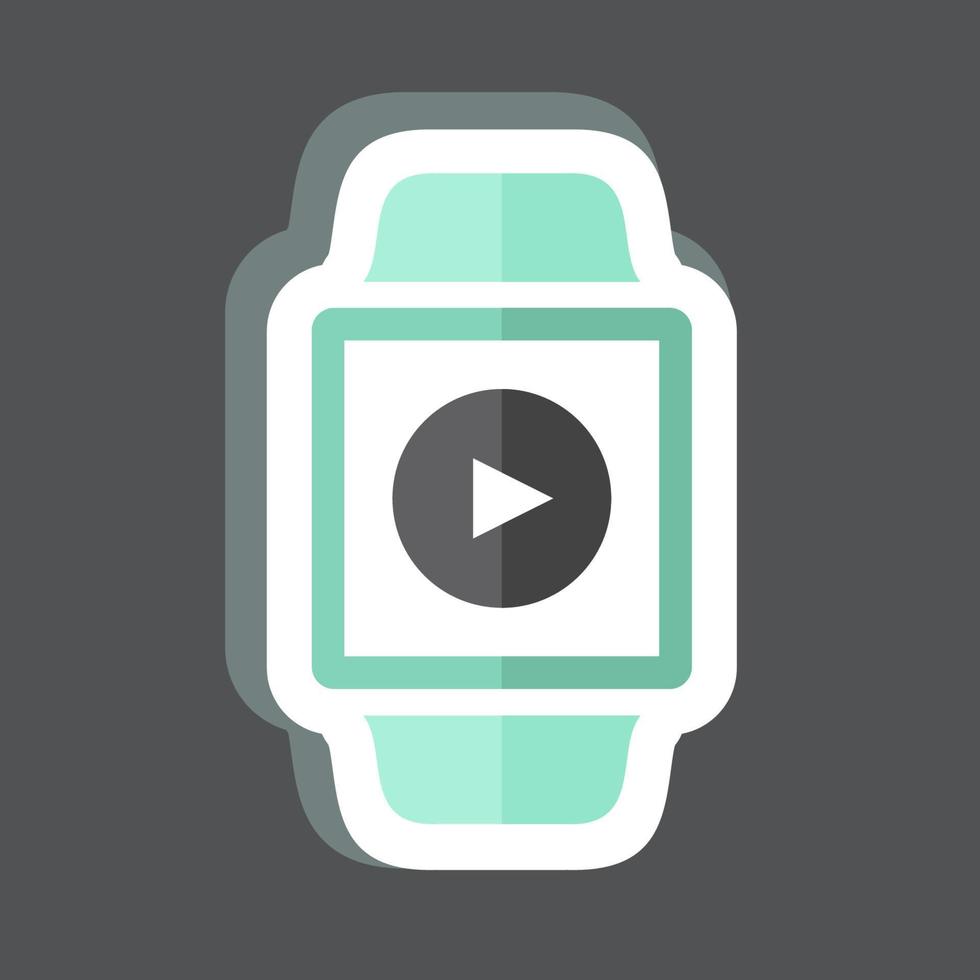autocollant d'application vidéo à la mode isolé sur fond noir vecteur