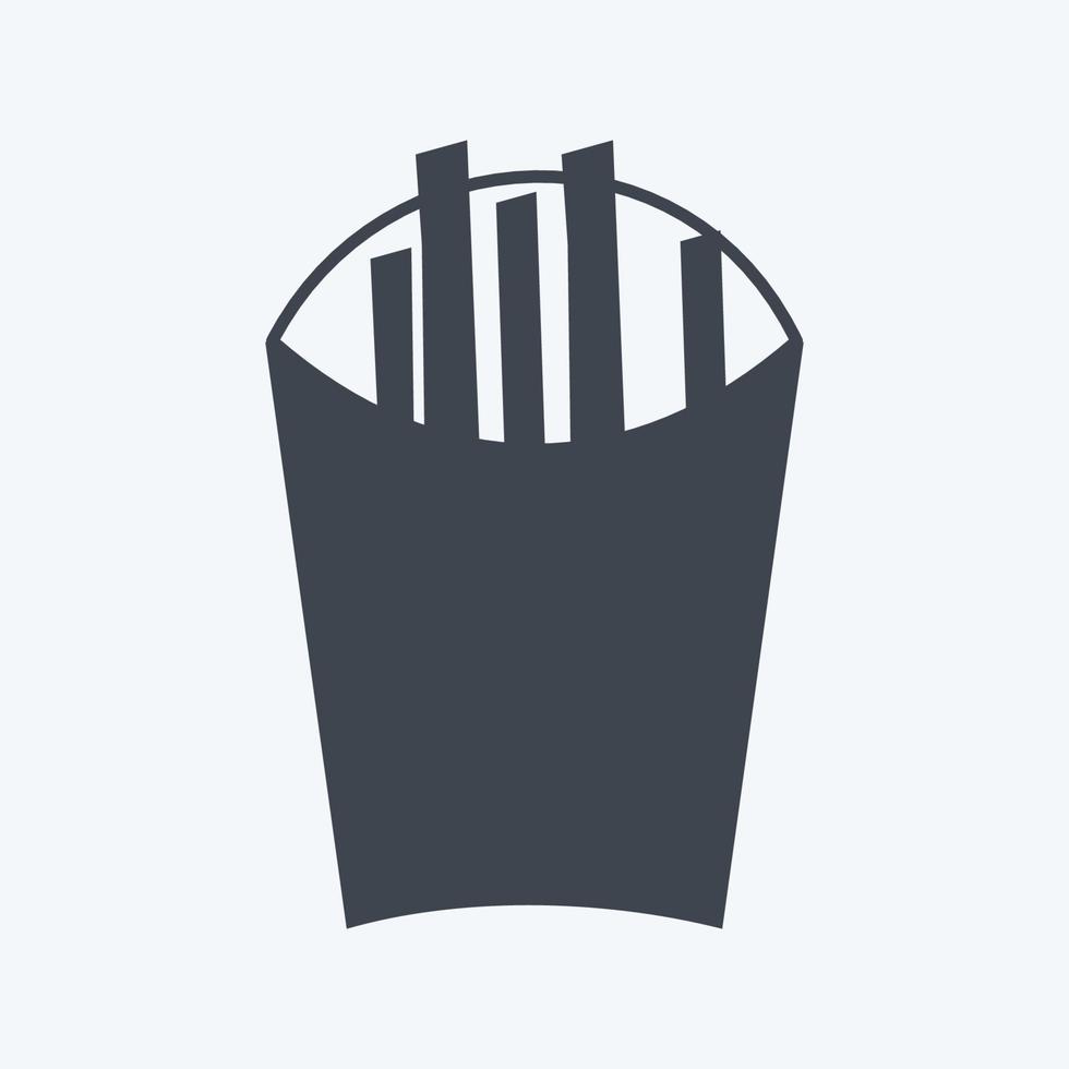 icône de frites dans un style glyphe branché isolé sur fond bleu doux vecteur