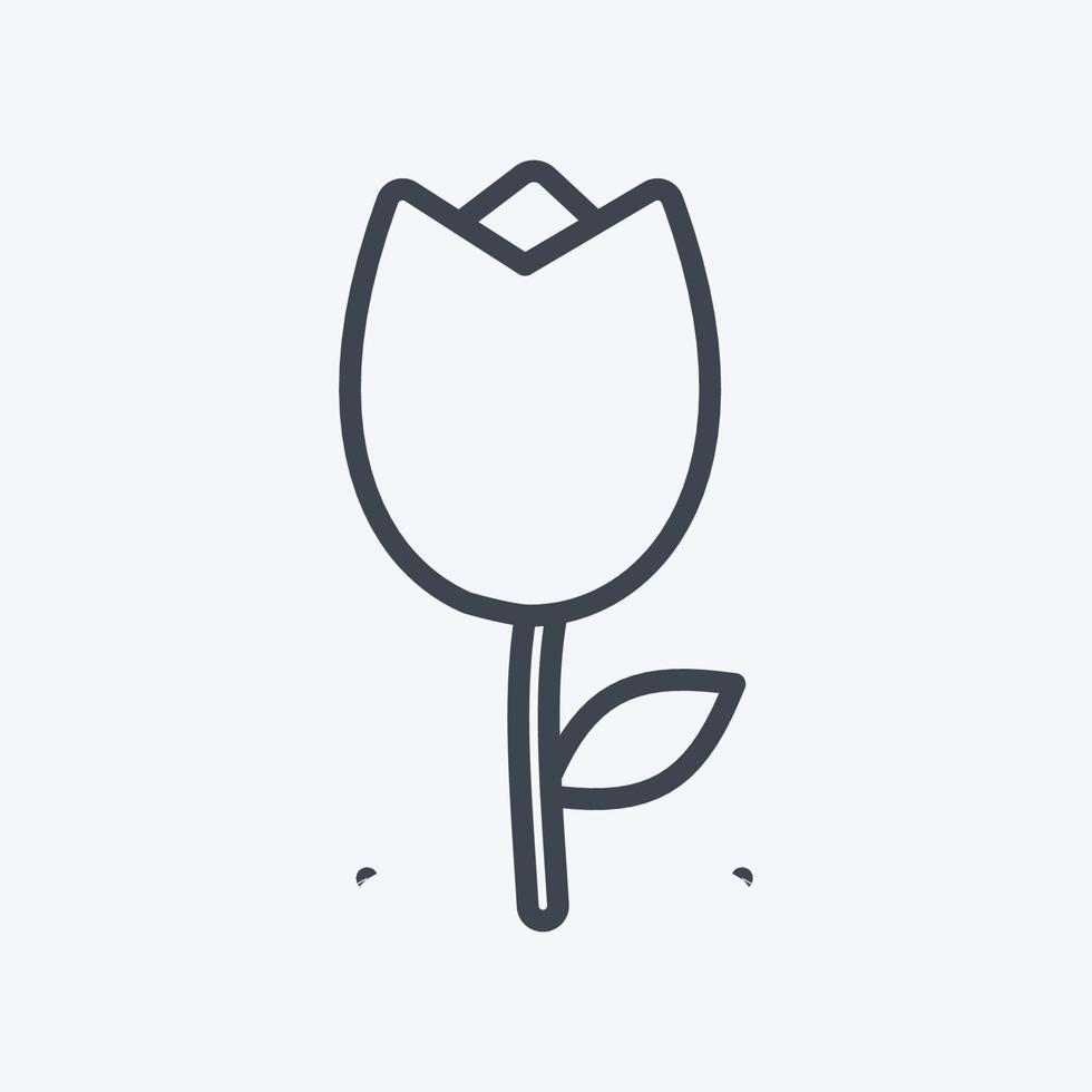icône de tulipe dans le style de ligne branché isolé sur fond bleu doux vecteur