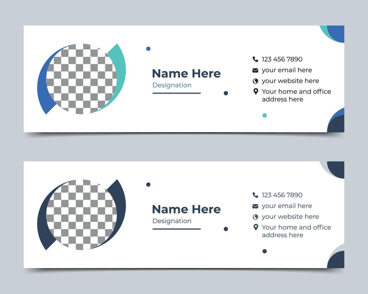 conception de modèle de signature de courrier électronique ou pied de page de courrier électronique et vecteur premium de couverture de médias sociaux personnels