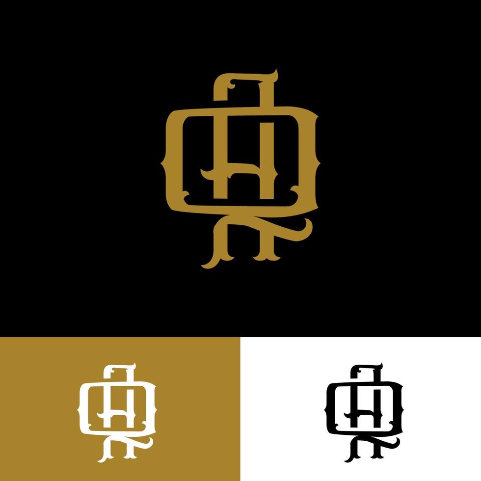 logo monogramme avec lettre initiale a, q, aq ou qa vintage chevauchant la couleur or sur fond noir vecteur
