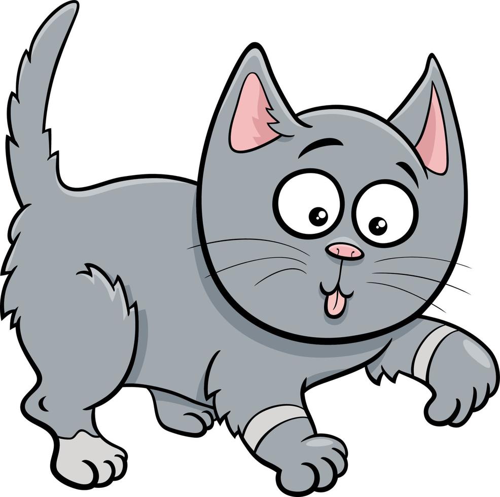 personnage animal chat ou chaton de dessin animé ludique vecteur