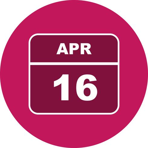 16 avril Calendrier d&#39;une journée vecteur