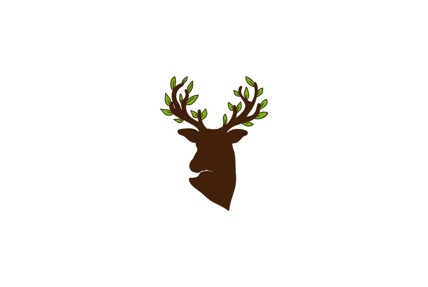 bois de cerf, corne, arbre, feuille, feuilles, logo, conception, vecteur