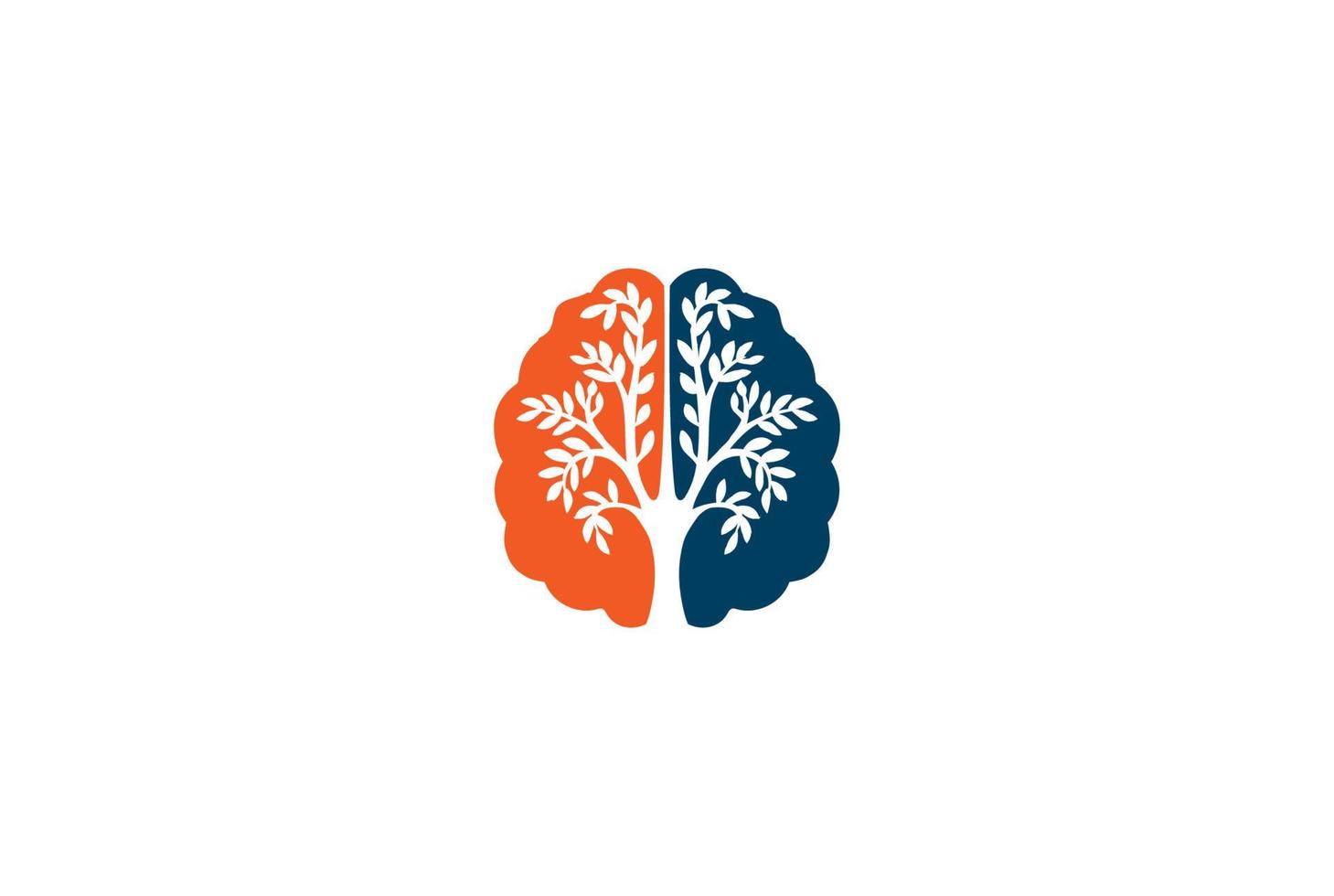 cerveau arbre créatif éducation nature logo design vecteur