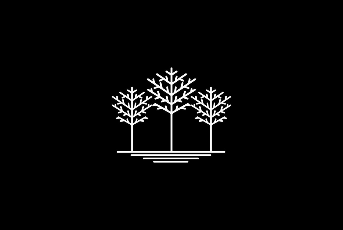 arbres plante jardin forêt ligne contour logo design vecteur