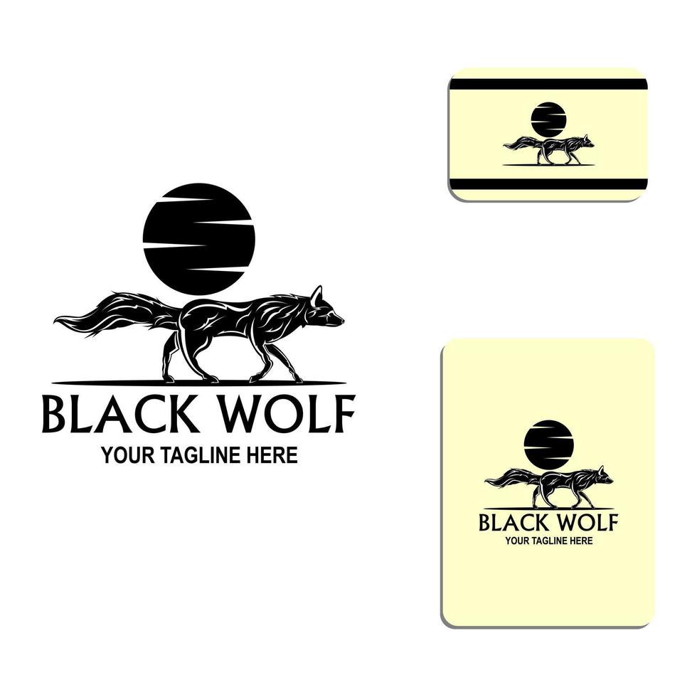 logo de silhouette de loup noir vecteur