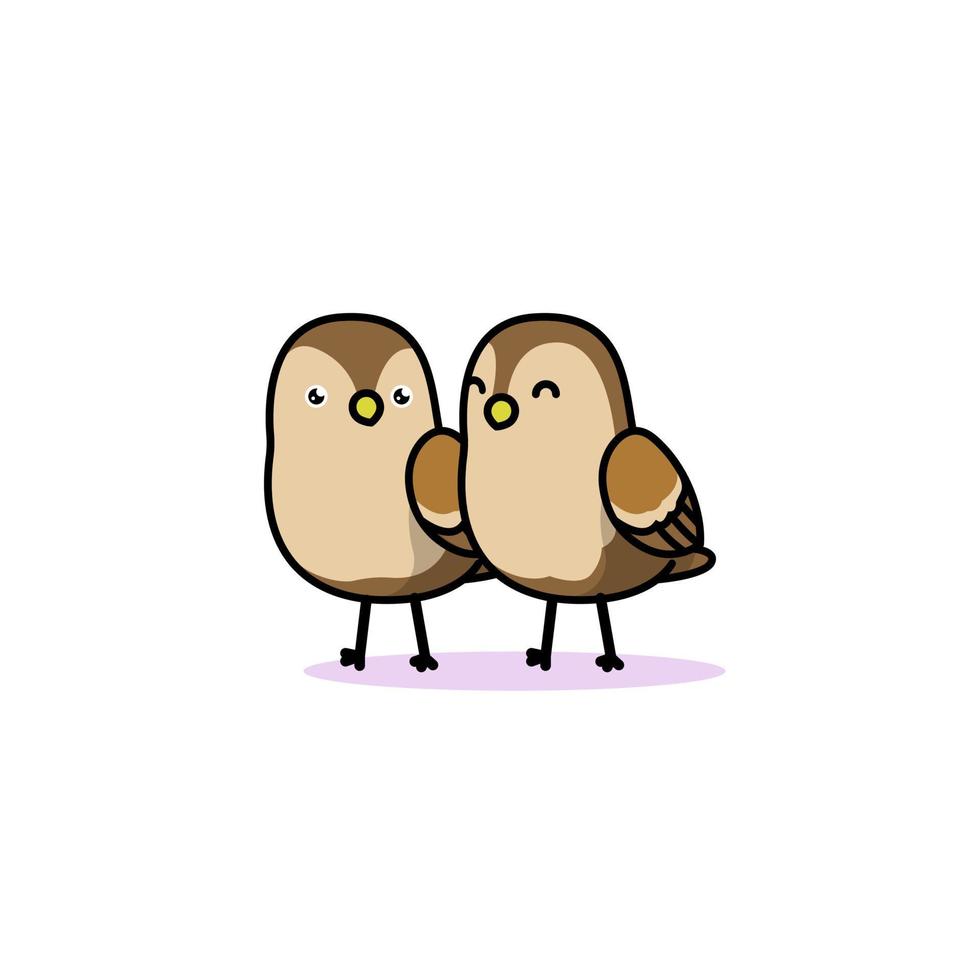 illustration d'oiseaux de couple mignon vecteur