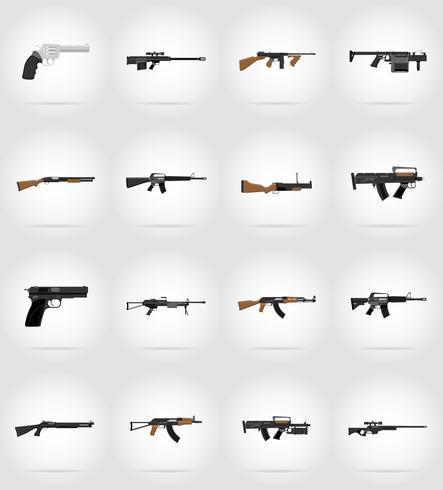 armes à feu armes modernes icônes plats vector illustration
