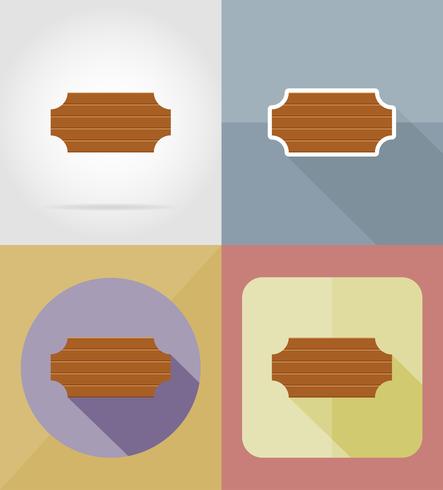 planche de bois icônes plates vector illustration