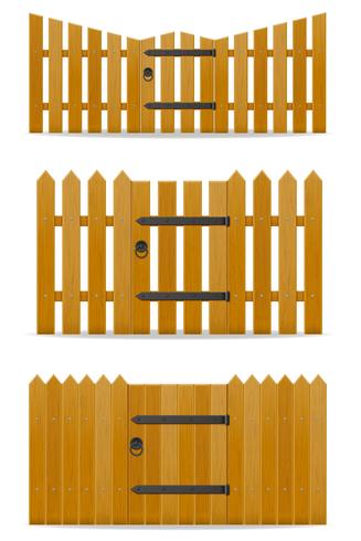 clôture en bois avec illustration vectorielle porte de guichet vecteur