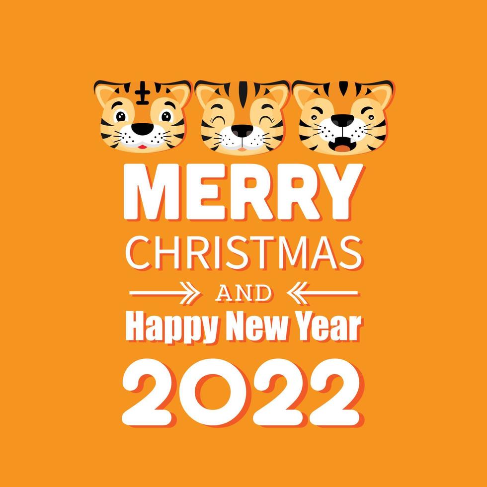 joyeux noël et bonne année 2022. l'année du tigre. vecteur