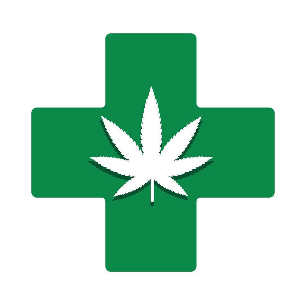 croix médicale avec de la marijuana à l'intérieur. illustration vectorielle vecteur