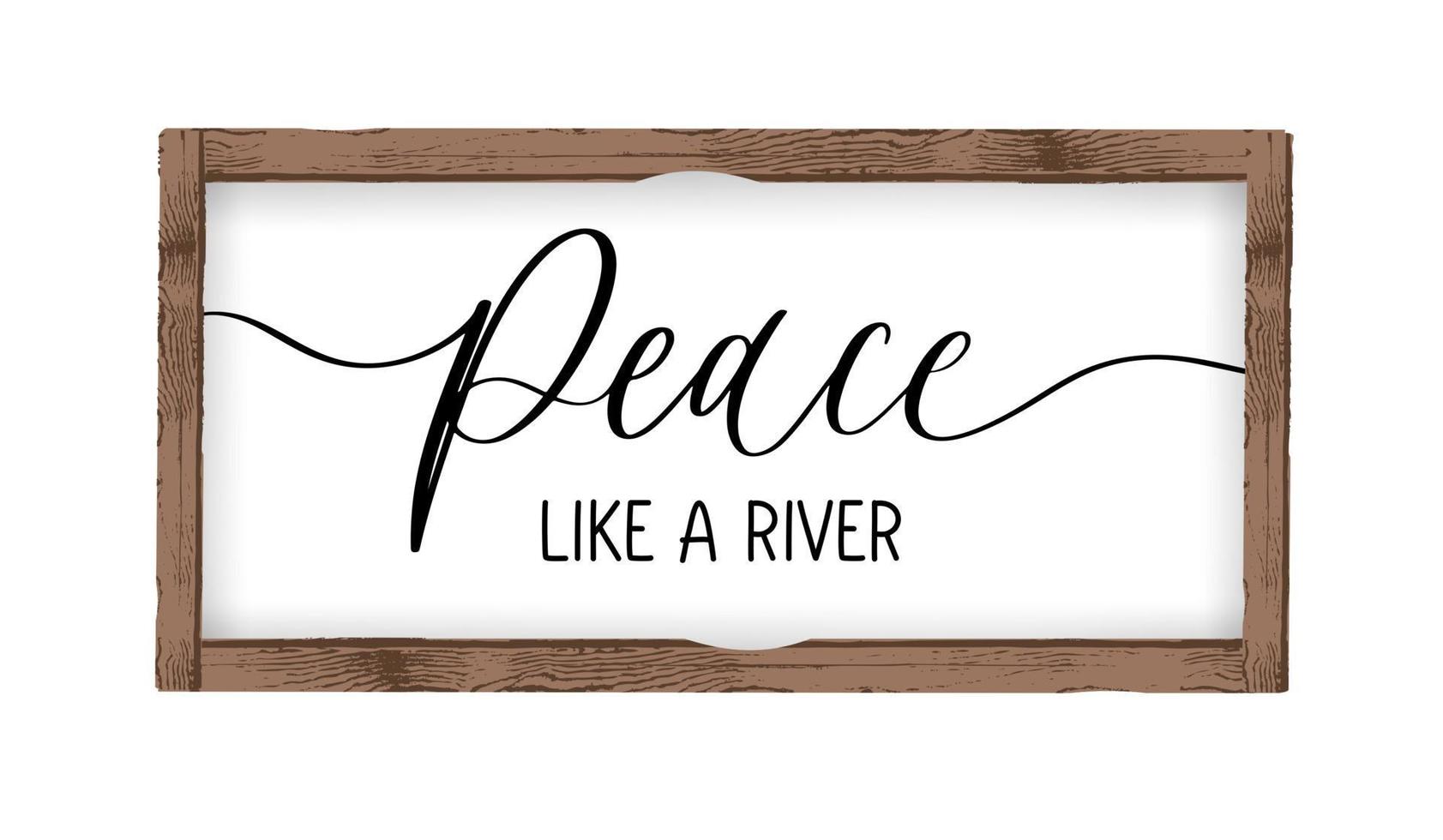 la paix comme une rivière. inscription calligraphique vectorielle avec des lignes lisses. illustration de lettrage à la main minimaliste. vecteur