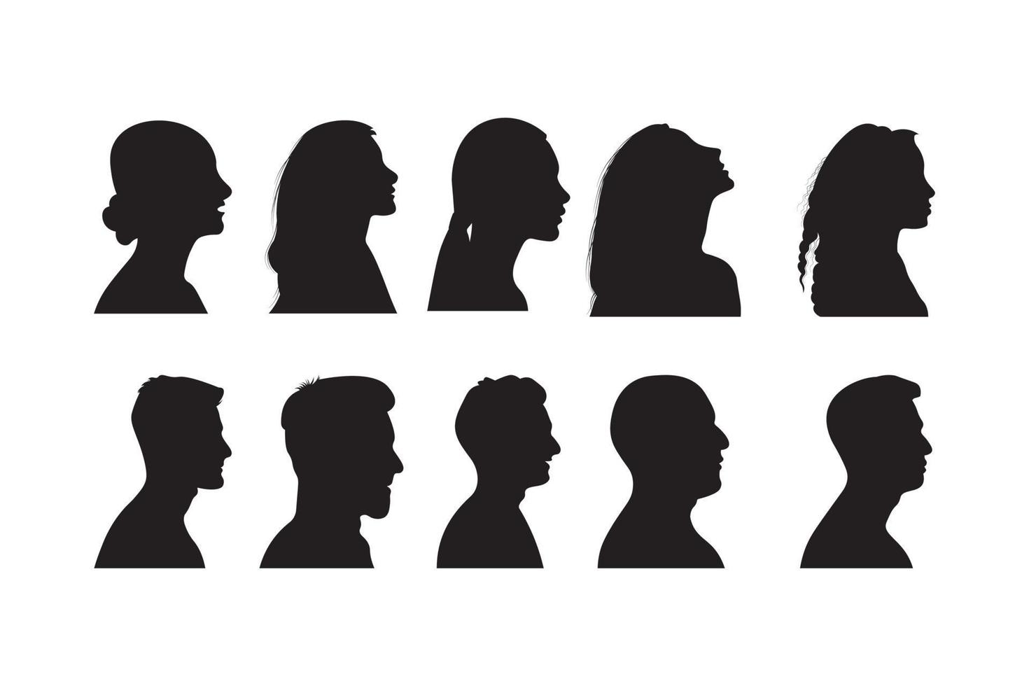 collection homme et femme tête icône silhouette.male et femelle avatar profil signe. vecteur