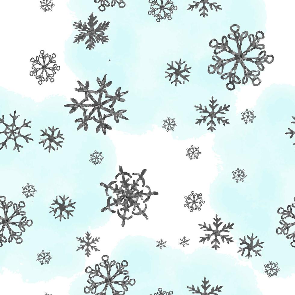 modèle sans couture bleu d'hiver avec des flocons de neige argentés vecteur