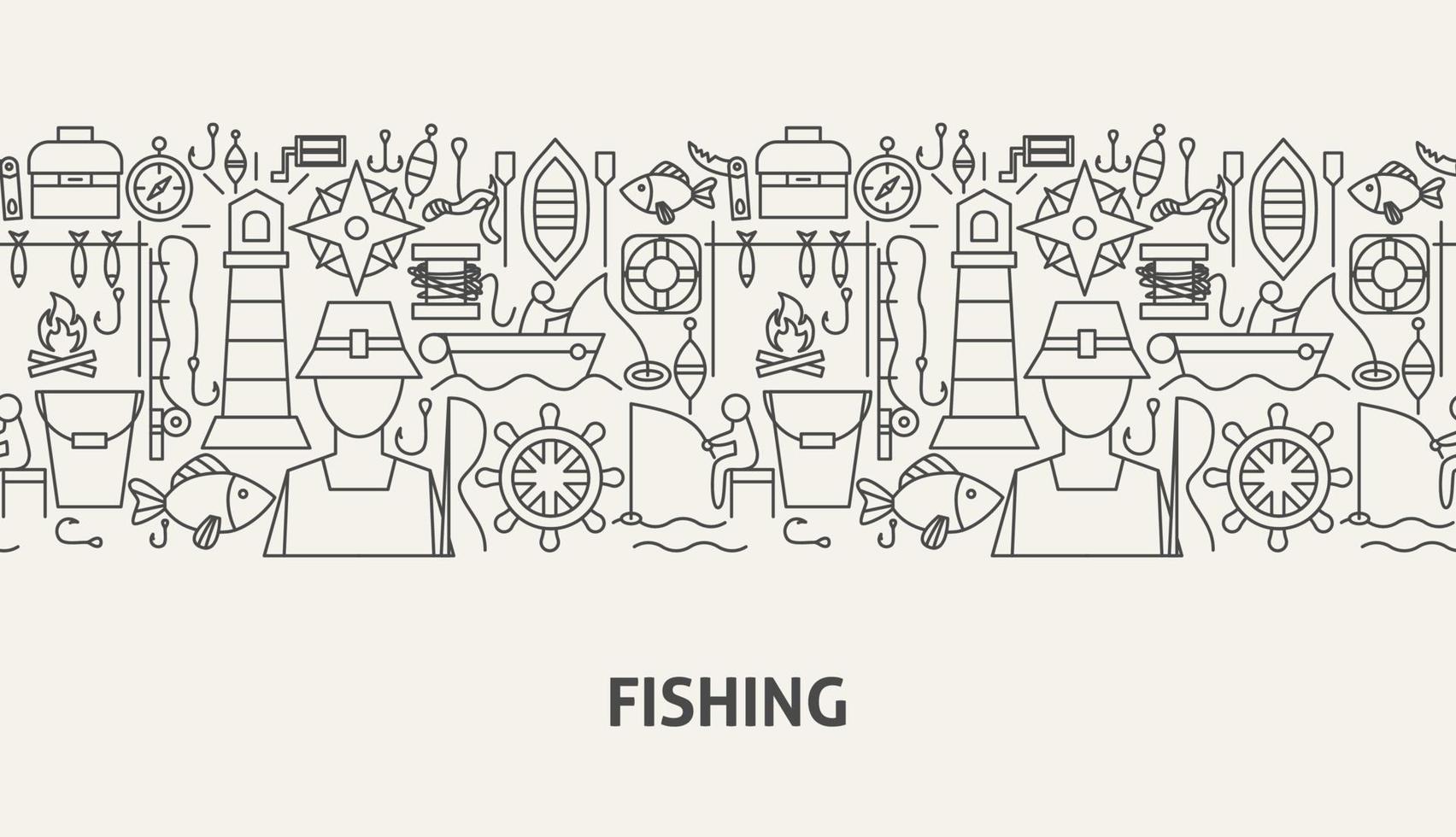 concept de bannière de pêche vecteur