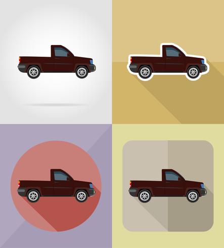 pick-up transport icônes plates vector illustration