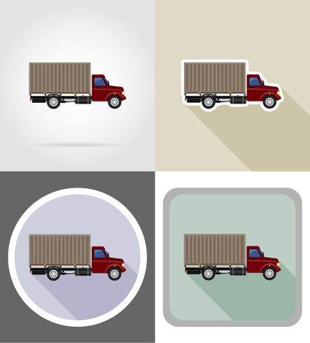 camion de fret pour le transport de marchandises plats icônes vector illustration