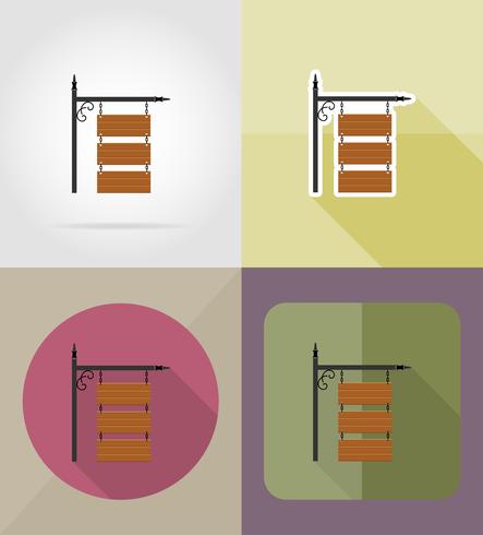 planche de bois icônes plates vector illustration