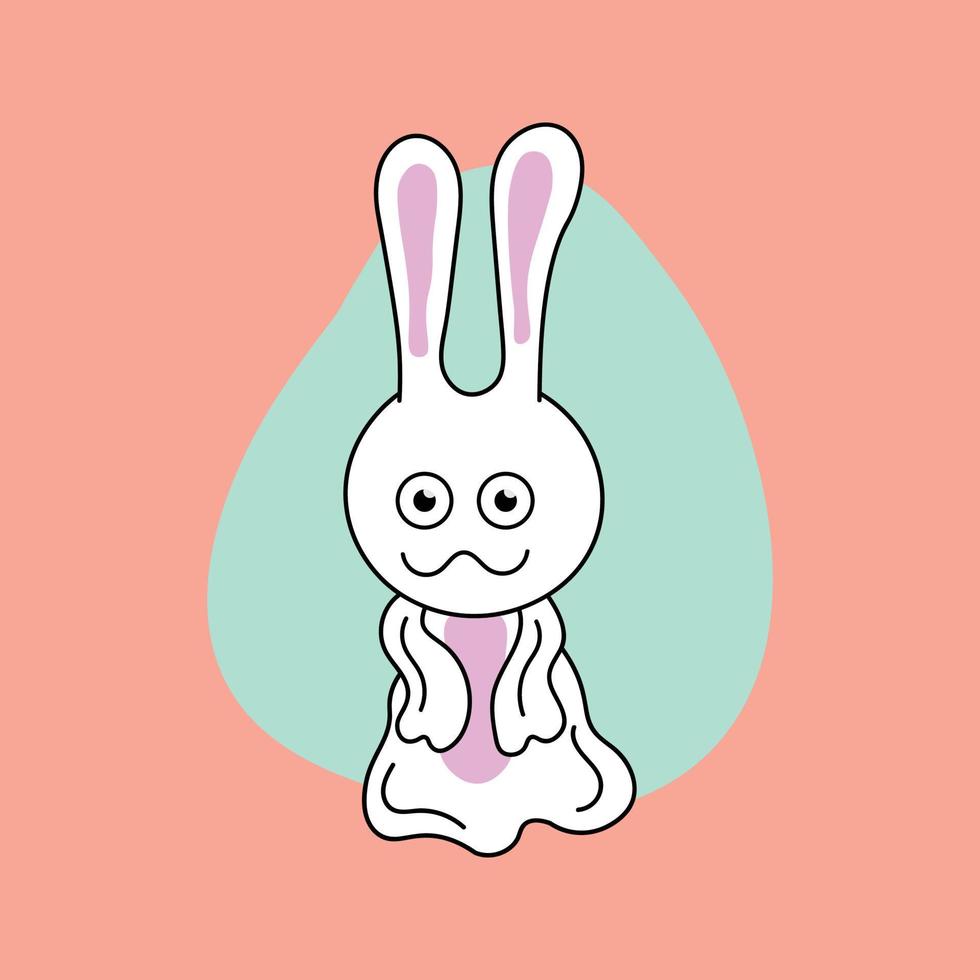 illustration mignonne de doodle du personnage de mascotte de lapin vecteur