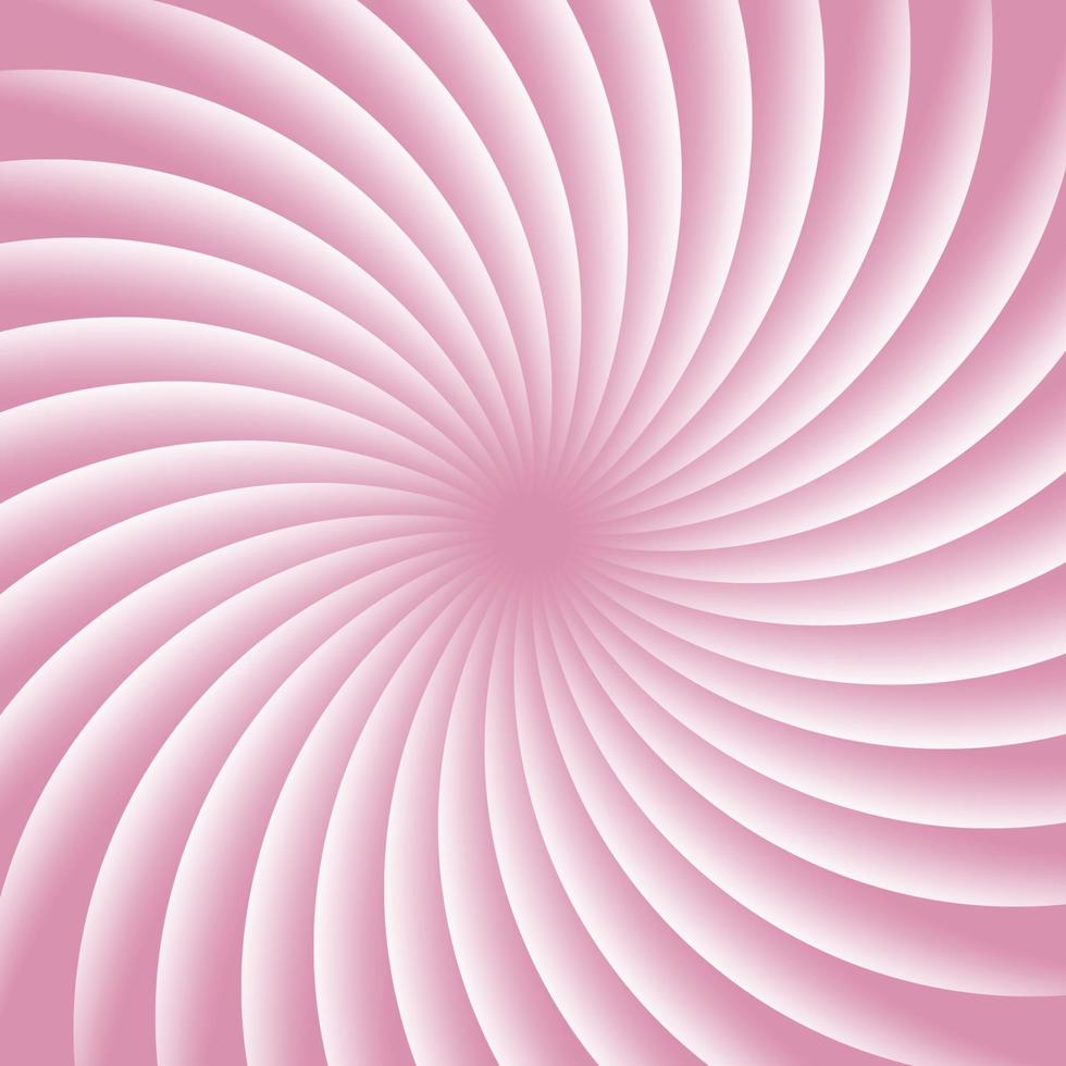 spirale d'hypnose rotative rose et blanche douce. tourbillon abstrait. illusion d'optique. illustration vectorielle psychédélique hypnotique. rayons lumineux concentriques. vecteur