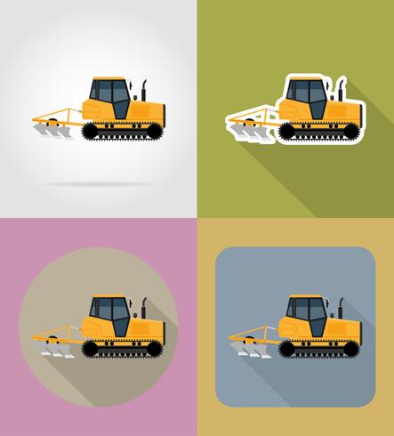 chenille tracteur plat icônes vector illustration