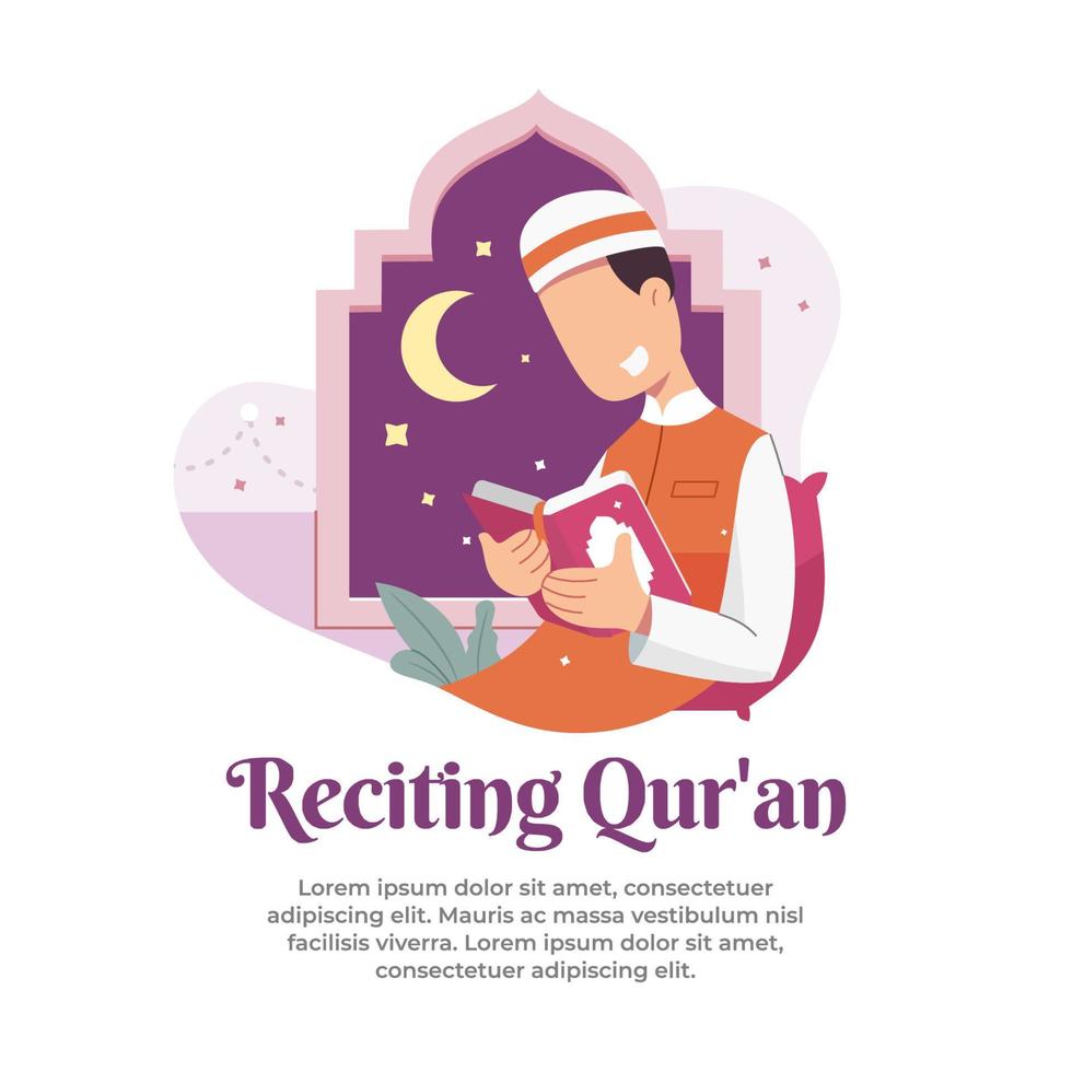 lire le coran au mois de ramadan vecteur