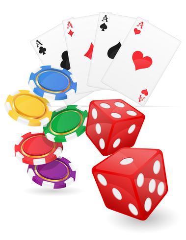 casino items cartes as et puces dés illustration vectorielle vecteur