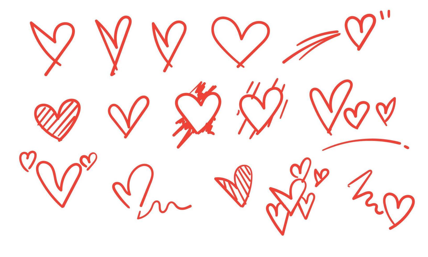 doodle coeur illustration vecteur style de couleur rouge
