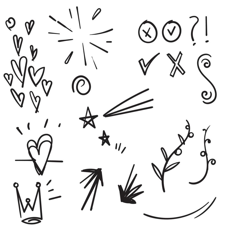 éléments de jeu dessinés à la main doodle avec ligne noire sur fond blanc vecteur