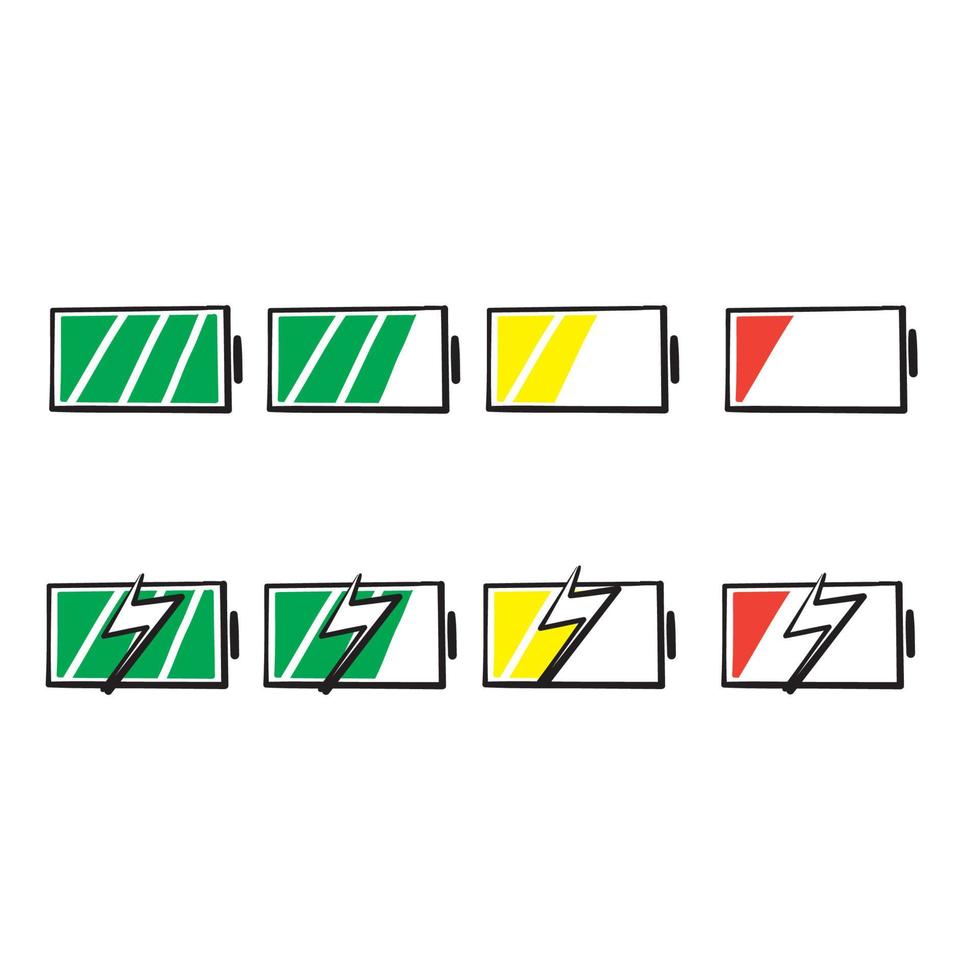 dessinés à la main doodle niveau de puissance de la batterie rechargeant le vecteur dillustration