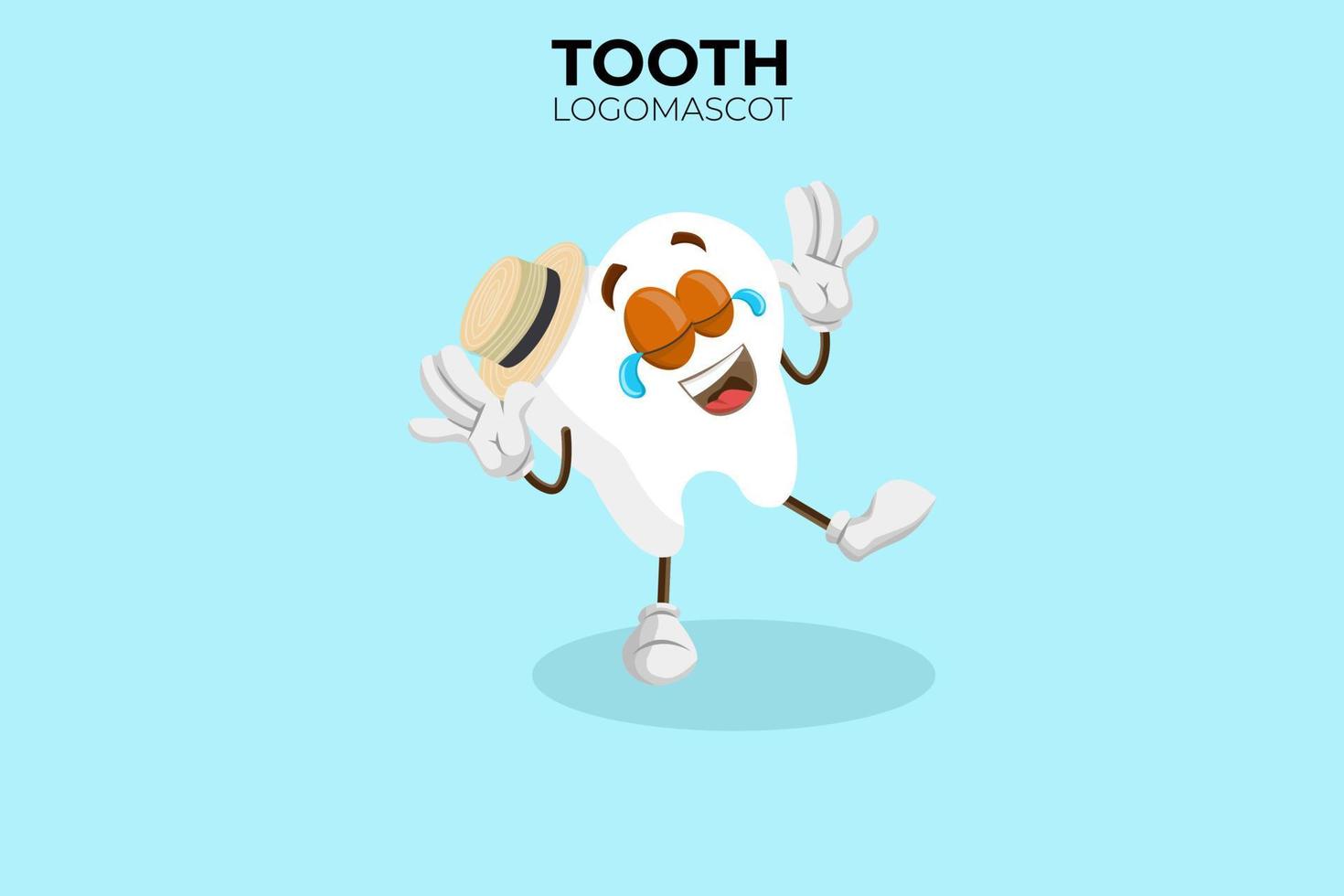 mascotte de dent de dessin animé, illustration vectorielle d'une mascotte de personnage de dent mignon vecteur