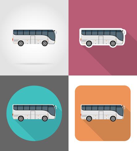 grand tour bus icônes plates vector illustration