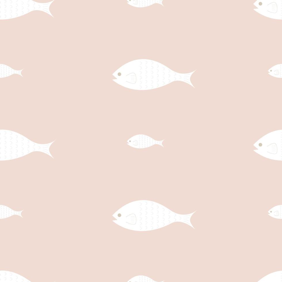 modèle sans couture avec gros poissons et petits poissons, poisson blanc sur fond marron. illustration vectorielle. vecteur