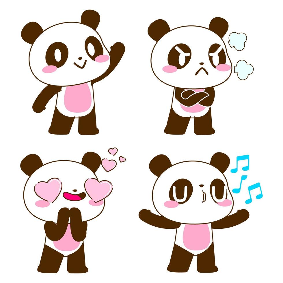 illustration de jeu de vecteur mignon petit panda