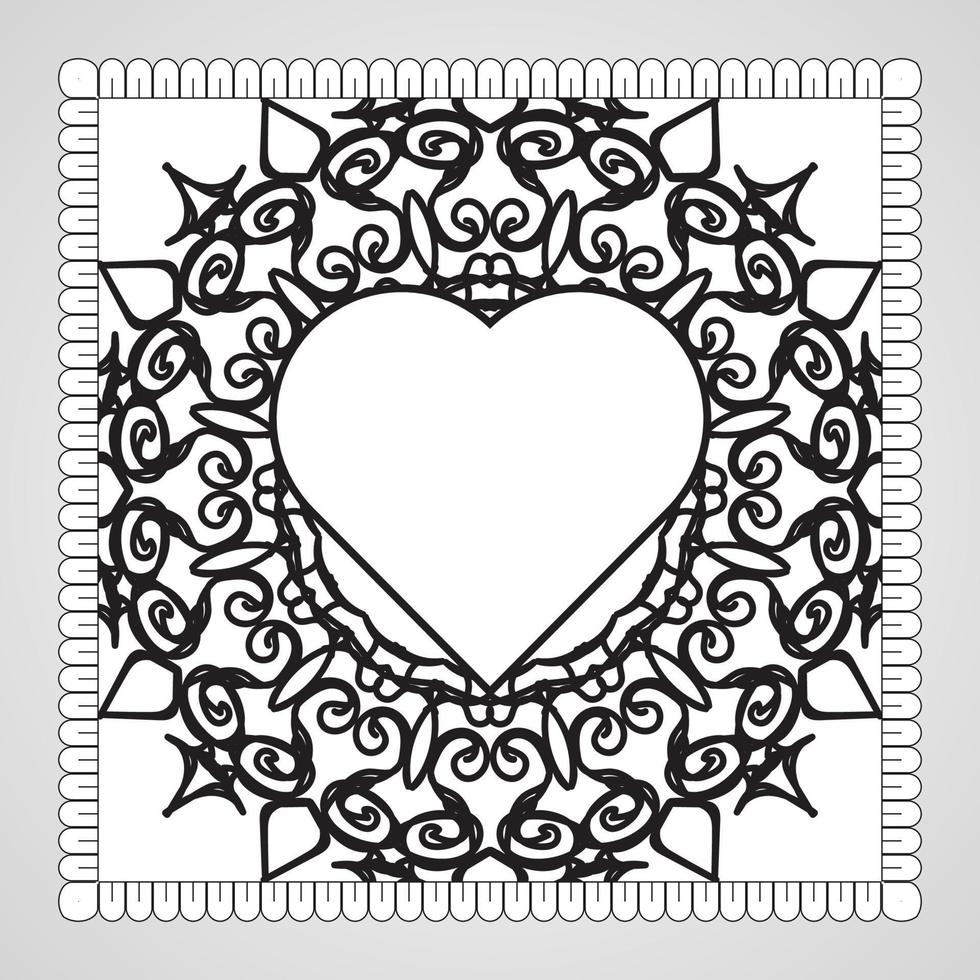 coeur dessiné à la main avec mandala. décoration en ornement oriental ethnique doodle. vecteur