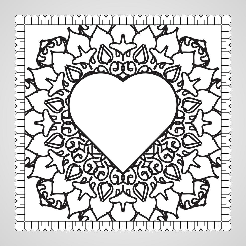 coeur dessiné à la main avec mandala. décoration en ornement oriental ethnique doodle. vecteur