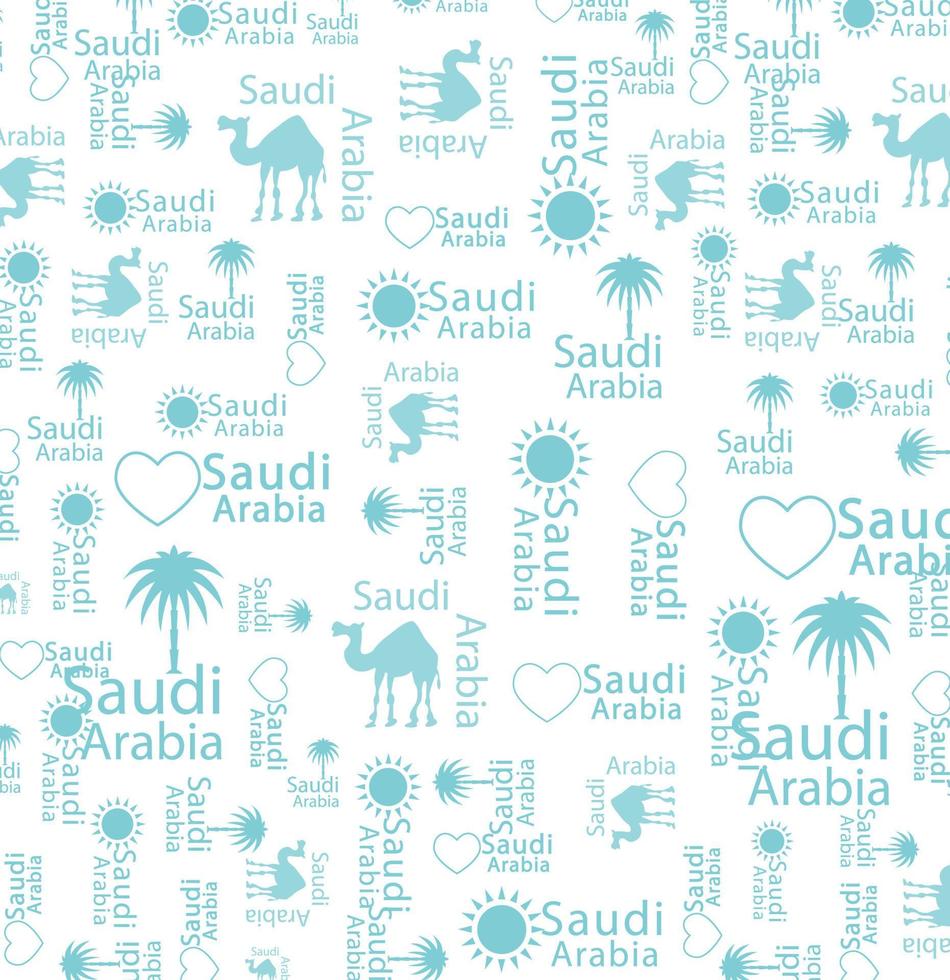 J'aime le mot d'Arabie saoudite sur fond blanc. illustration vectorielle modifiable. vecteur