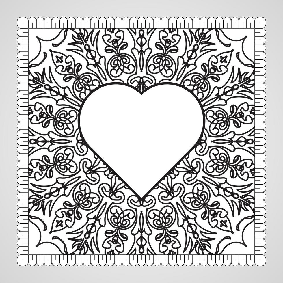 coeur dessiné à la main avec mandala. décoration en ornement oriental ethnique doodle. vecteur