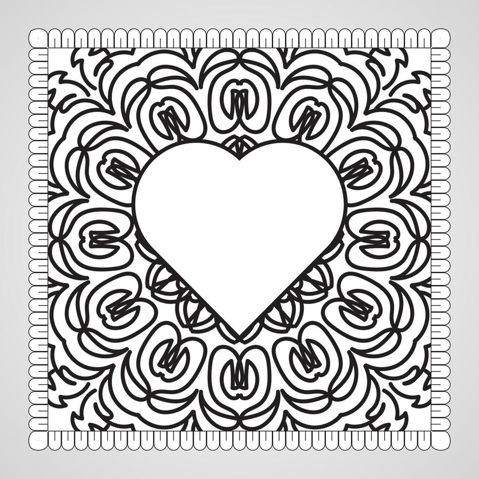 coeur dessiné à la main avec mandala. décoration en ornement oriental ethnique doodle. vecteur