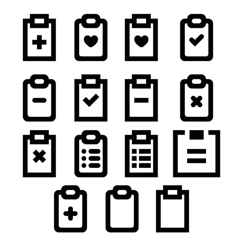 ensemble simple d'icônes de contour liées au presse-papiers. éléments pour le concept mobile et les applications Web. icônes vectorielles pour la conception et le développement de sites Web, développement d'applications. pack premium. vecteur