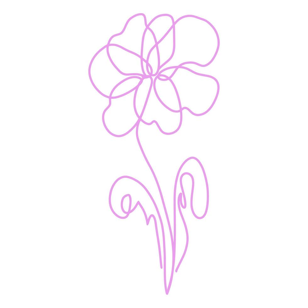 illustration vectorielle de fleur isolée art ligne doodle vecteur