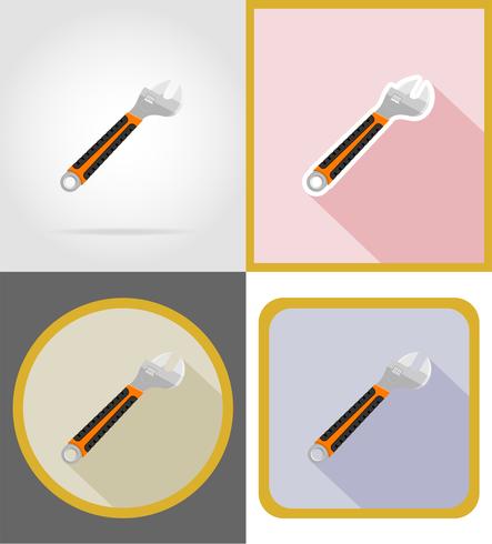 réparation clé et outils de construction icônes plats vector illustration