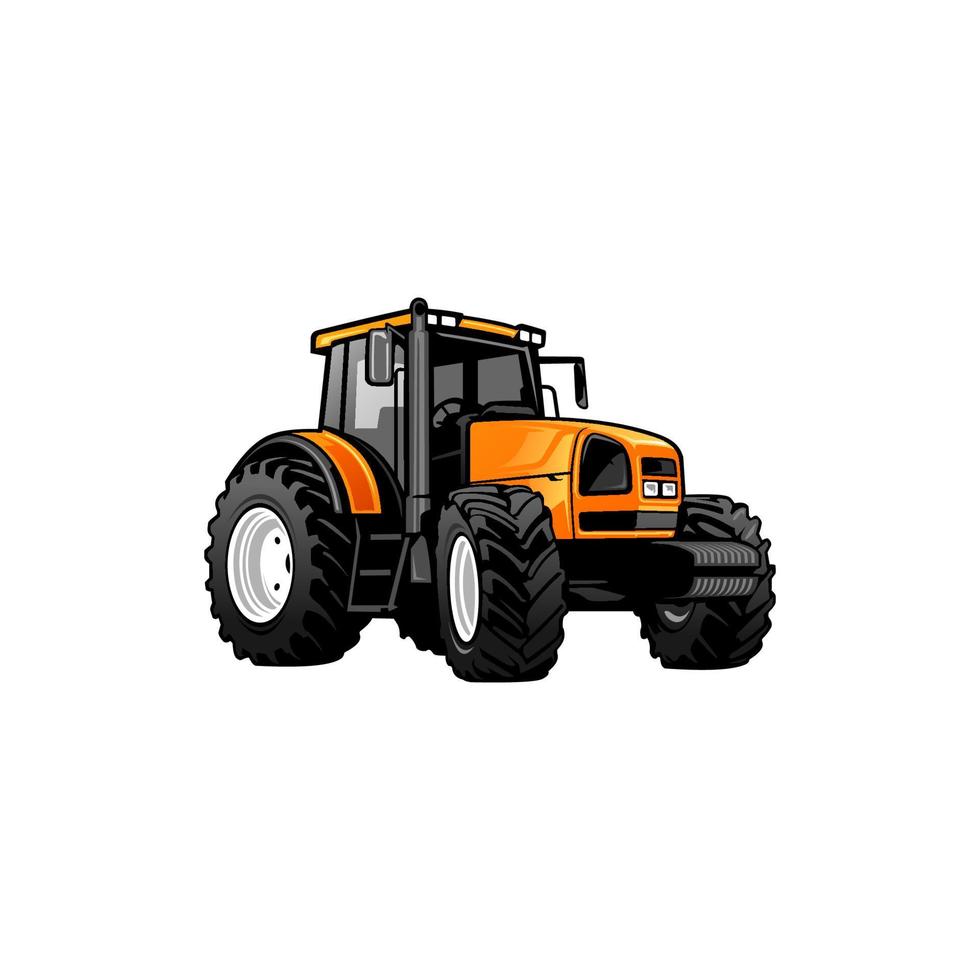 vecteur d'illustration de tracteur agricole jaune, idéal pour la conception de bannières, de logos ou de t-shirts