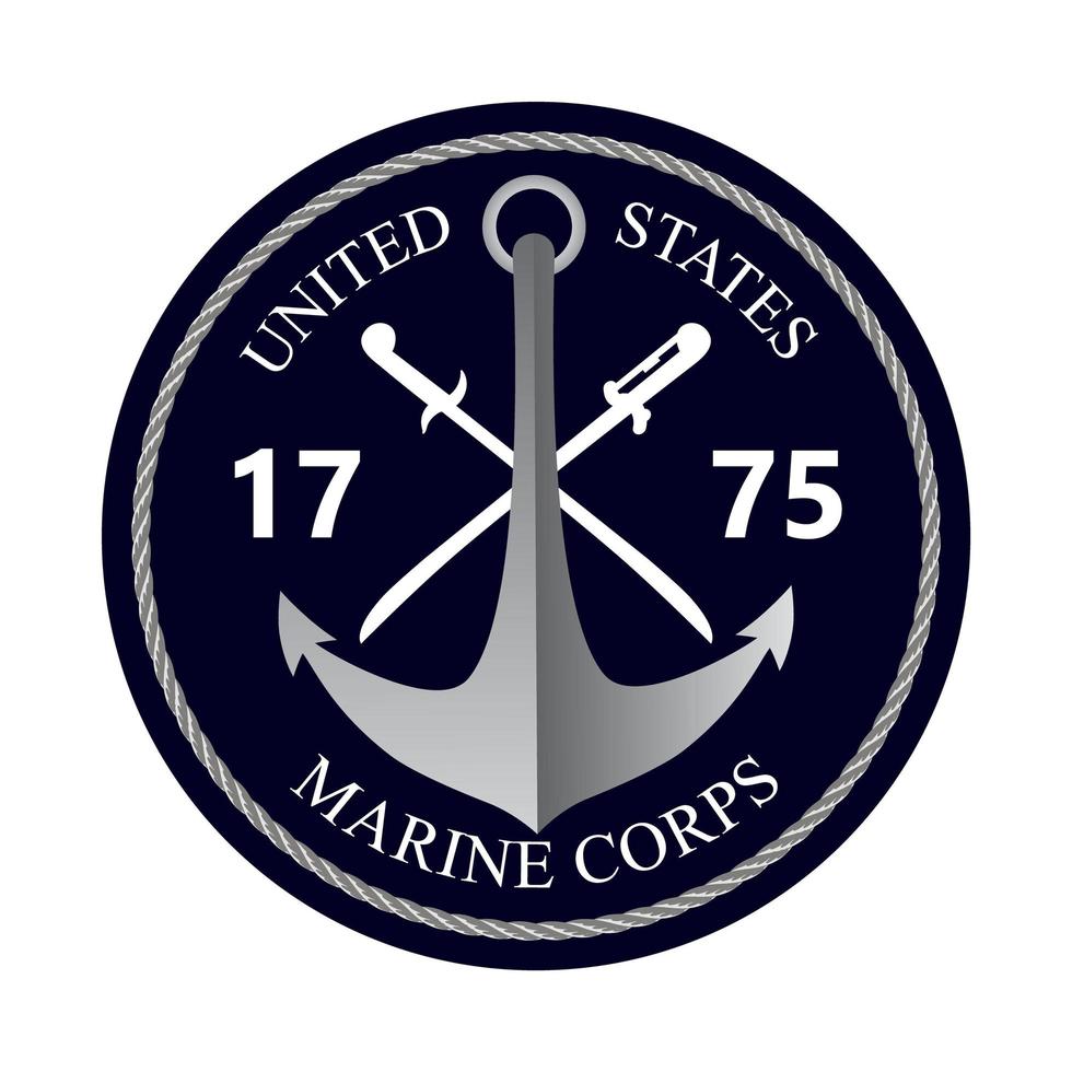 United States Marine Corps joyeux anniversaire 1775. Un événement militaire national est organisé le 10 novembre. emblème avec ancre vecteur