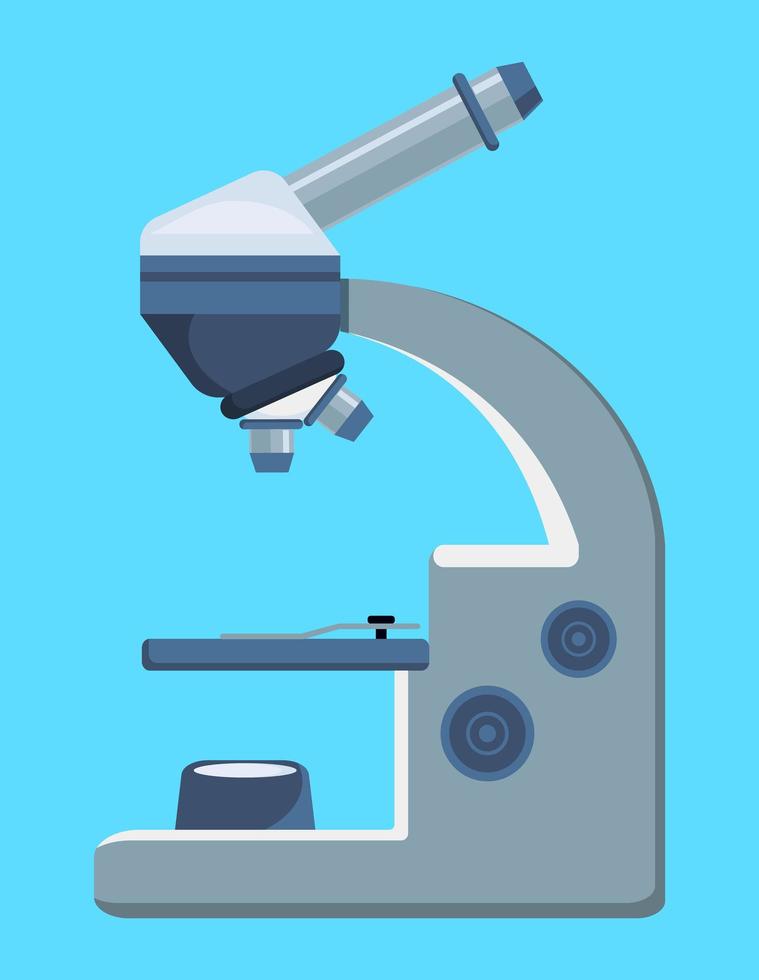 icône plate de microscope médical. équipement de mesure pour le laboratoire de recherche scientifique. signe de vecteur d'instrument d'ingénierie moléculaire pour la biologie expérimentale